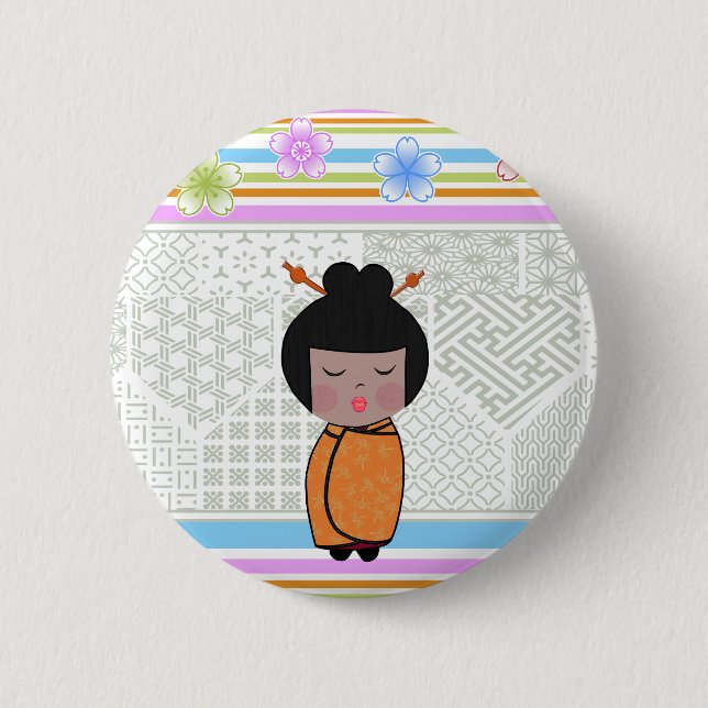 Bóton Redondo 5.08cm libélulas kokeshi (Frente)