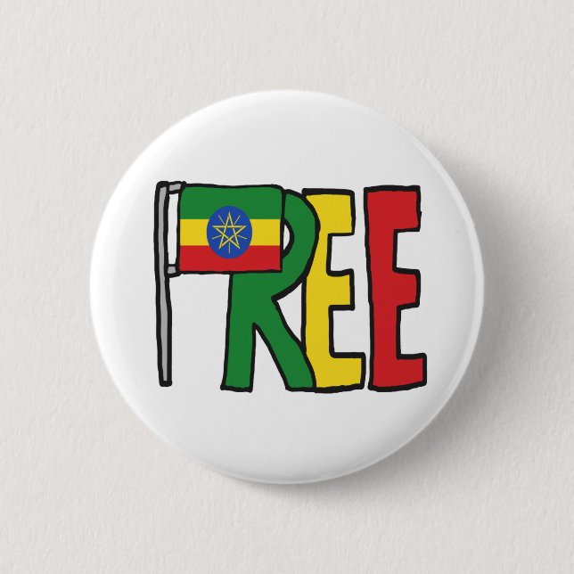 Bóton Redondo 5.08cm Liberdade na Etiópia (Frente)