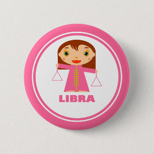 Bóton Redondo 5.08cm Libra é o meu sinal Zodíaco