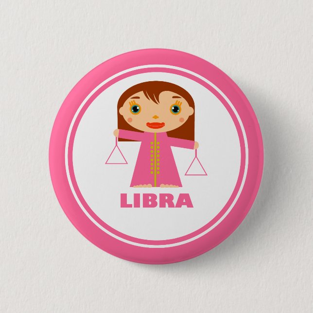 Bóton Redondo 5.08cm Libra é o meu sinal Zodíaco (Frente)