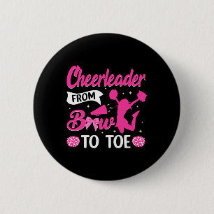 Bóton Redondo 5.08cm Líder de Torcida da Cabeça aos Pés Cheer Cheerlead