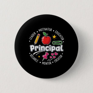 Bóton Redondo 5.08cm Líder Principal da Escola Educador Mentor Motivado