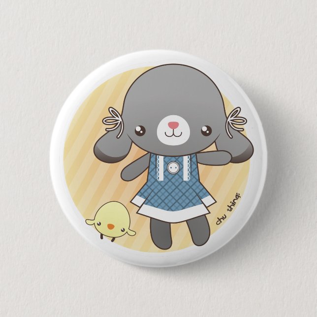 Bóton Redondo 5.08cm Lidia: O coelho Amigurumi (Frente)