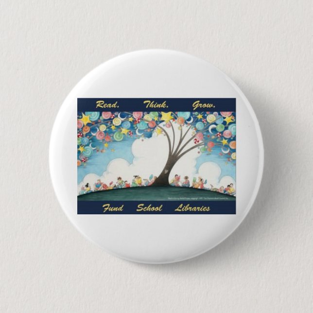Bóton Redondo 5.08cm Lido pense crescem - bibliotecas escolares do (Frente)
