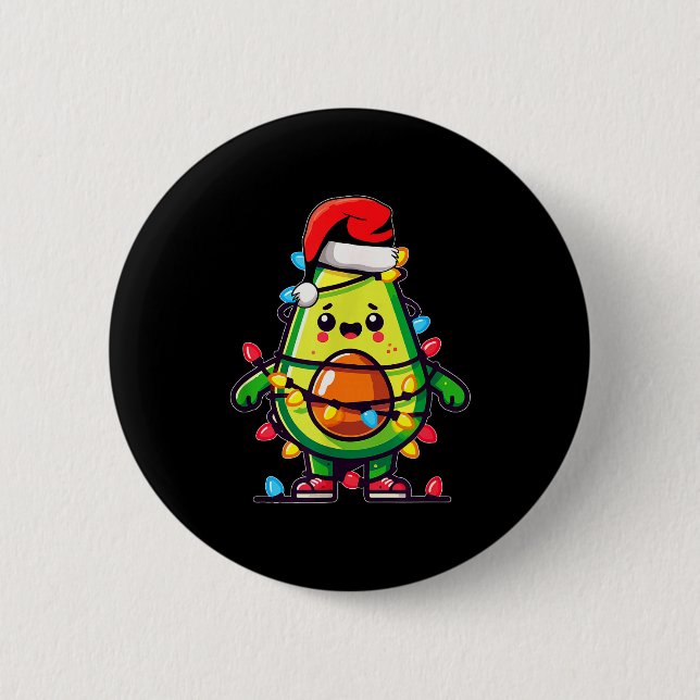 Bóton Redondo 5.08cm Lighting Avocado Ugly Christmas Sweater Guacamole  (Frente)