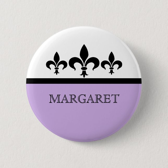 Bóton Redondo 5.08cm Lilac Swanky Fleur De Lis Button (Frente)