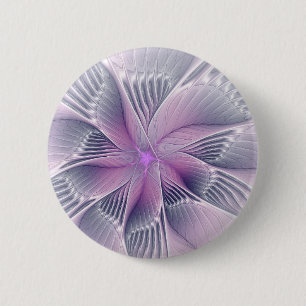 Bóton Redondo 5.08cm Linda Flor Rosa Arte Fractal Abstrato Moderno