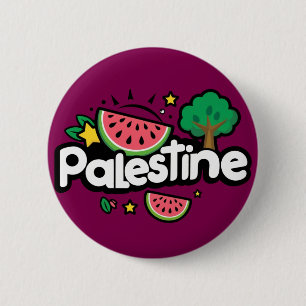 Bóton Redondo 5.08cm Linda palavra Palestina cercada pela árvore de mel