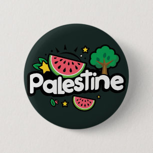 Bóton Redondo 5.08cm Linda palavra Palestina cercada pela árvore de mel