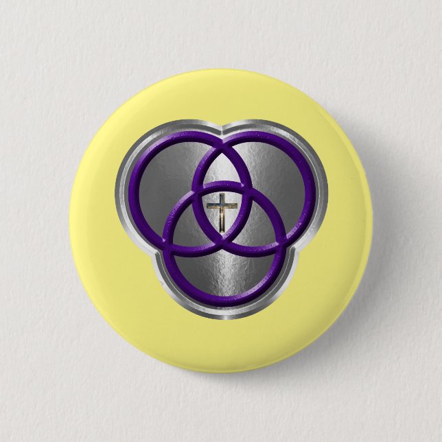 Bóton Redondo 5.08cm Linda Trindade Cristã Anda com Cruz (Frente)