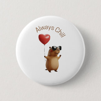 Bóton Redondo 5.08cm Lindo Capivara Sempre Calmo Coração Balão Pino Bot