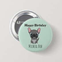 Lindo pug cinza de aniversário nome personalizado 