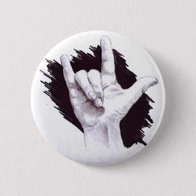 BÓTON REDONDO 5.08CM LINGUAGEM GESTUAL AMERICANO EU TE AMO (Frente)