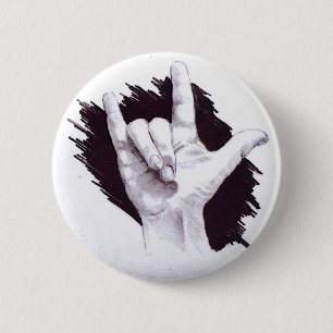 BÓTON REDONDO 5.08CM LINGUAGEM GESTUAL AMERICANO EU TE AMO