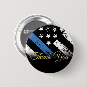 Bóton Redondo 5.08cm Linha Azul da Polícia Agradecimento Forças da Lei