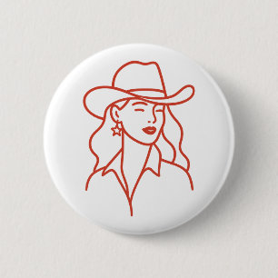 Bóton Redondo 5.08cm Linha de Arte Moderna de Cowgirl Festa de Solteira