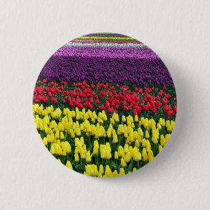 Bóton Redondo 5.08cm Linhas coloridas de tulipas de primavera