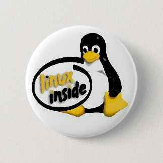 Bóton Redondo 5.08cm LINUX DENTRO de Tux o logotipo do pinguim de Linux