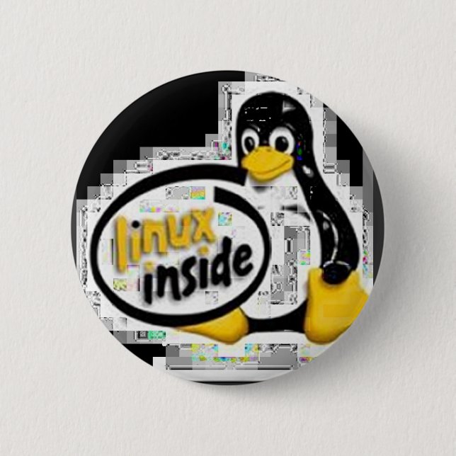 Bóton Redondo 5.08cm LINUX DENTRO de Tux o logotipo do pinguim de Linux (Frente)