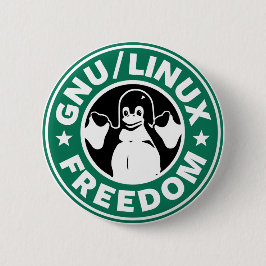 Bóton Redondo 5.08cm LINUX - GNU - Botão LIBERDADE