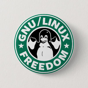 Bóton Redondo 5.08cm LINUX - GNU - Botão LIBERDADE