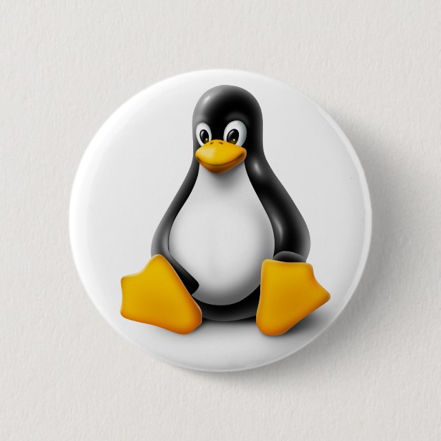 Bóton Redondo 5.08cm Linux Tux o pinguim (Frente)