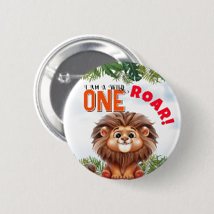 Bóton Redondo 5.08cm Lion Safari Wild One Aniversário de criança