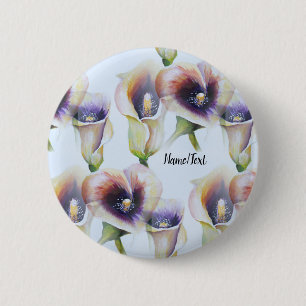 Bóton Redondo 5.08cm Lírios de Calla de Aquarela em Cores Gradientes