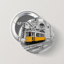 Bóton Redondo 5.08cm Lisboa Retro Tram Portugal Vintage Streetcar