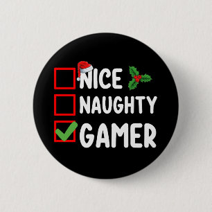 Bóton Redondo 5.08cm Lista de Natal de Jogos do Papai Noel para Gamer B
