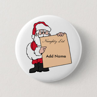 Bóton Redondo 5.08cm Lista Nata Santa Claus do Nome de etiqueta de Nata