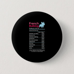 Bóton Redondo 5.08cm Listas Francesas de Ingredientes do Buldogue
