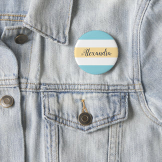 Bóton Redondo 5.08cm Listras Amarelas E Azuis Personalizáveis