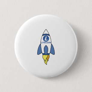 Bóton Redondo 5.08cm Litecoin To The Moon Rocket