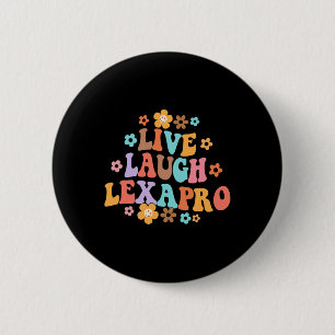 Bóton Redondo 5.08cm Live Laugh Lexapro Groovy Mental Health Therapist