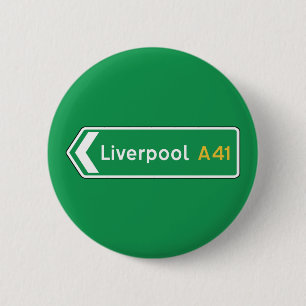 Bóton Redondo 5.08cm Liverpool, sinal de estrada BRITÂNICO