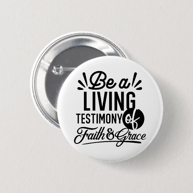 Bóton Redondo 5.08cm Living Testimony Bible Quote Christian Motivation (Frente & Verso)