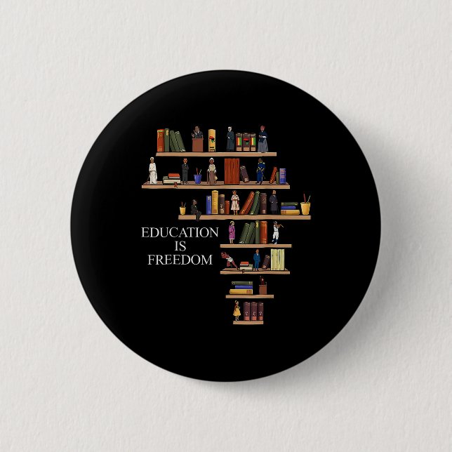 Bóton Redondo 5.08cm Livro Educação É Liberdade Leitor Mês da História  (Frente)