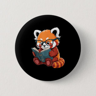 Bóton Redondo 5.08cm Livro leitura panda vermelho leitor animal fofo ve
