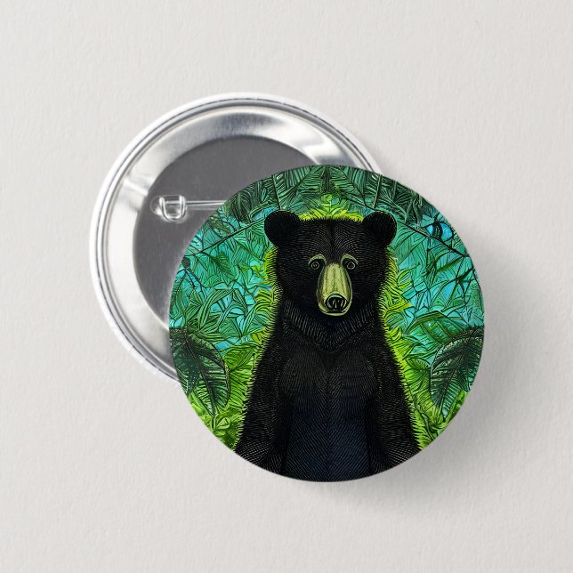 Bóton Redondo 5.08cm Livro Negro Pequeno Urso Negro Divertido (Frente & Verso)