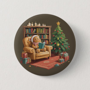 Bóton Redondo 5.08cm Livros de Leitura de Pão de Mel Natal Professora