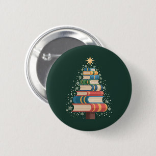 Bóton Redondo 5.08cm Livros de Natal Professor Árvore Leituras de Natal