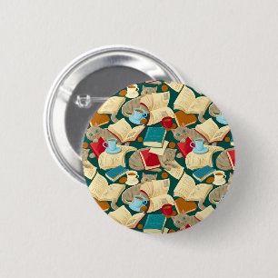 Bóton Redondo 5.08cm Livros e gatos