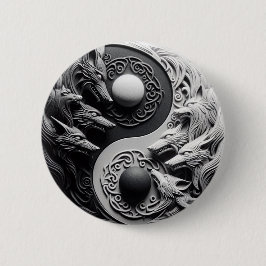 Bóton Redondo 5.08cm Lobo negro e branco