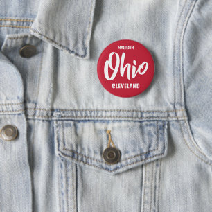 Bóton Redondo 5.08cm Localização Personalizada, Nome & Cor Ohio