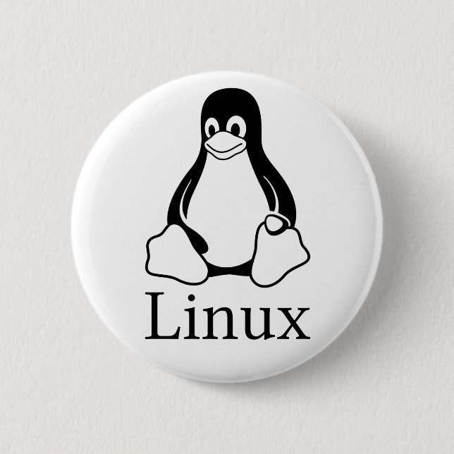 Bóton Redondo 5.08cm Logotipo de Linux com Tux o pinguim de Linux (Frente)