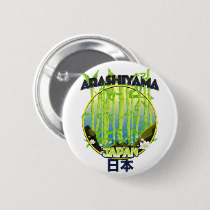 Bóton Redondo 5.08cm logotipo de viagem Arashiyama Japão