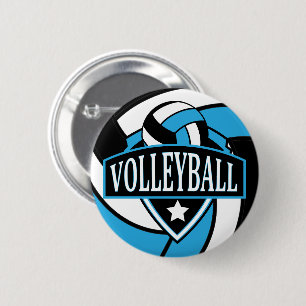 Bóton Redondo 5.08cm Logotipo de voleibol de bebê azul e preto
