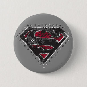 Bóton Redondo 5.08cm Logotipo Distante da Supergirl Preto e Vermelho