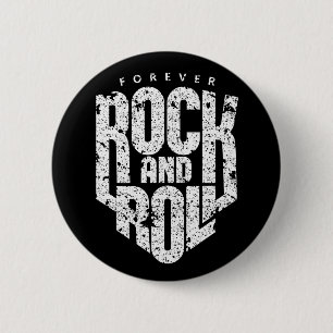 Bóton Redondo 5.08cm Logotipo do Forever Rock and Roll (Branco) para ve